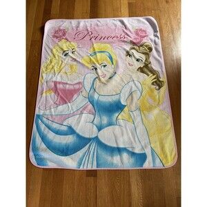 Disney Princess Blanket Throw Girls 46x60 Cinderella Belle Aurora Fleece Kids